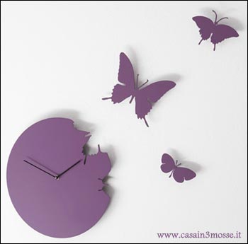 casain3mosse - orologio da muro a forma di farfalle